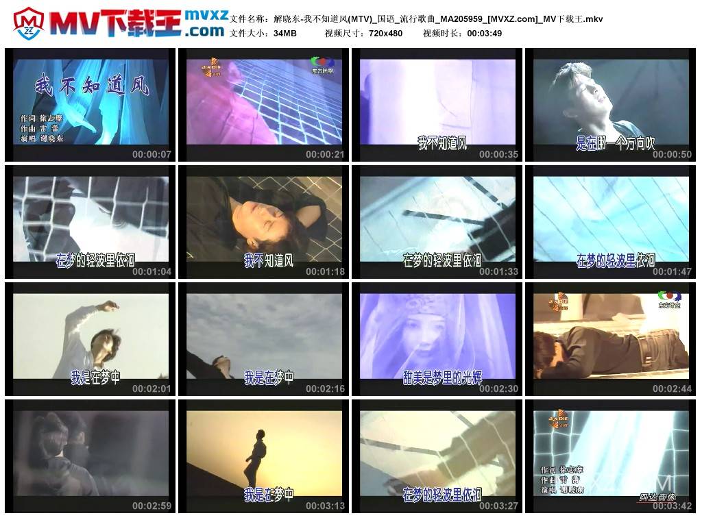 解晓东-我不知道风(MTV)_国语_流行歌曲_MA205959